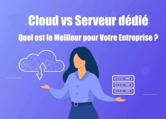 Image montrant une balance avec un nuage pour l'hébergement Cloud et un serveur dédié, symbolisant le choix entre flexibilité et sécurité pour l'entreprise.