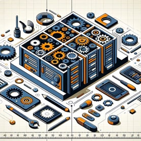 Image représentant virtuellement un serveur dédié, avec des engrenages à l'intérieur et des outils de configuration autour, symbolisant la flexibilité totale et les vastes options de personnalisation du matériel, du logiciel, et des ressources selon les besoins spécifiques. Idéal pour des configurations spécialisées et des applications d'entreprise sur mesure, cette illustration met en lumière l'adaptabilité unique des serveurs dédiés pour répondre à des exigences de traitement spécifique.