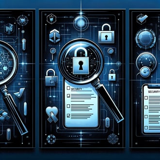 Image illustrant un cadenas sous une loupe et un bloc de texte sur la sécurité, symbolisant les mesures de prévention des fuites de données et l'audit de sécurité.