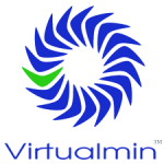 Logo officiel de Virtualmin, représentant un cercle de flèches bleues avec une flèche verte, symbolisant la gestion avancée d'hébergement web. Virtualmin, en tant que module complémentaire de Webmin, offre des fonctionnalités étendues pour la gestion de multiples domaines sur un seul serveur, y compris la gestion de l'email, des bases de données, et des applications web.