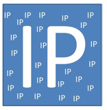 Cadre Bleu avec Texte IP Central et Petits Textes IP Autour - Illustration de l'Allocation Diversifiée d'Adresses IPV4 et IPV6