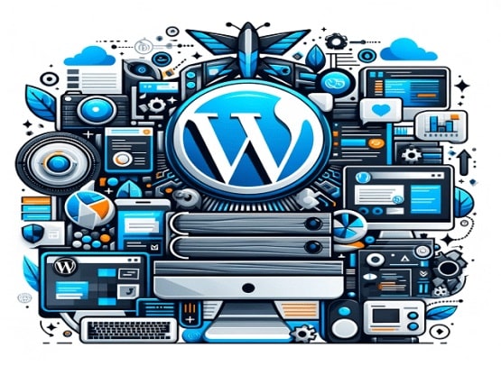 Logo de WordPress symbolisant la plateforme idéale pour la création de blogs, sites d'entreprise et boutiques en ligne, offerte dans l'hébergement WebStart