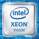 Illustration d'un processeur Intel® Xeon® E-2336, présentant un design élégant avec un cadre bleu et un centre argenté, symbolisant les caractéristiques avancées et la puissance de ce processeur pour les serveurs.