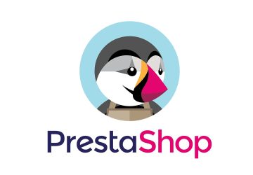 Logo PrestaShop coloré avec icône de macareux Preston, symbolisant la solution e-commerce dynamique et adaptable.