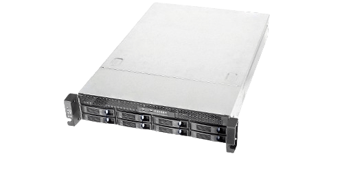 Afbeelding van een 2U rackserver Xeon Dual ProMax, uitgerust met acht 3.5 inch schijfslots, ontworpen voor hoge prestaties en maximale betrouwbaarheid in veeleisende bedrijfsomgevingen.