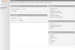 Capture d'écran de PhpMyAdmin dans cPanel affichant une vue des tables sur le côté gauche, illustrant la facilité de création, de modification, et de gestion des bases de données MySQL